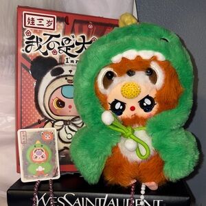 BABY THREE IM NOT A WARRIOR -raccoon and dinosaur NIB CUSTOM FACE